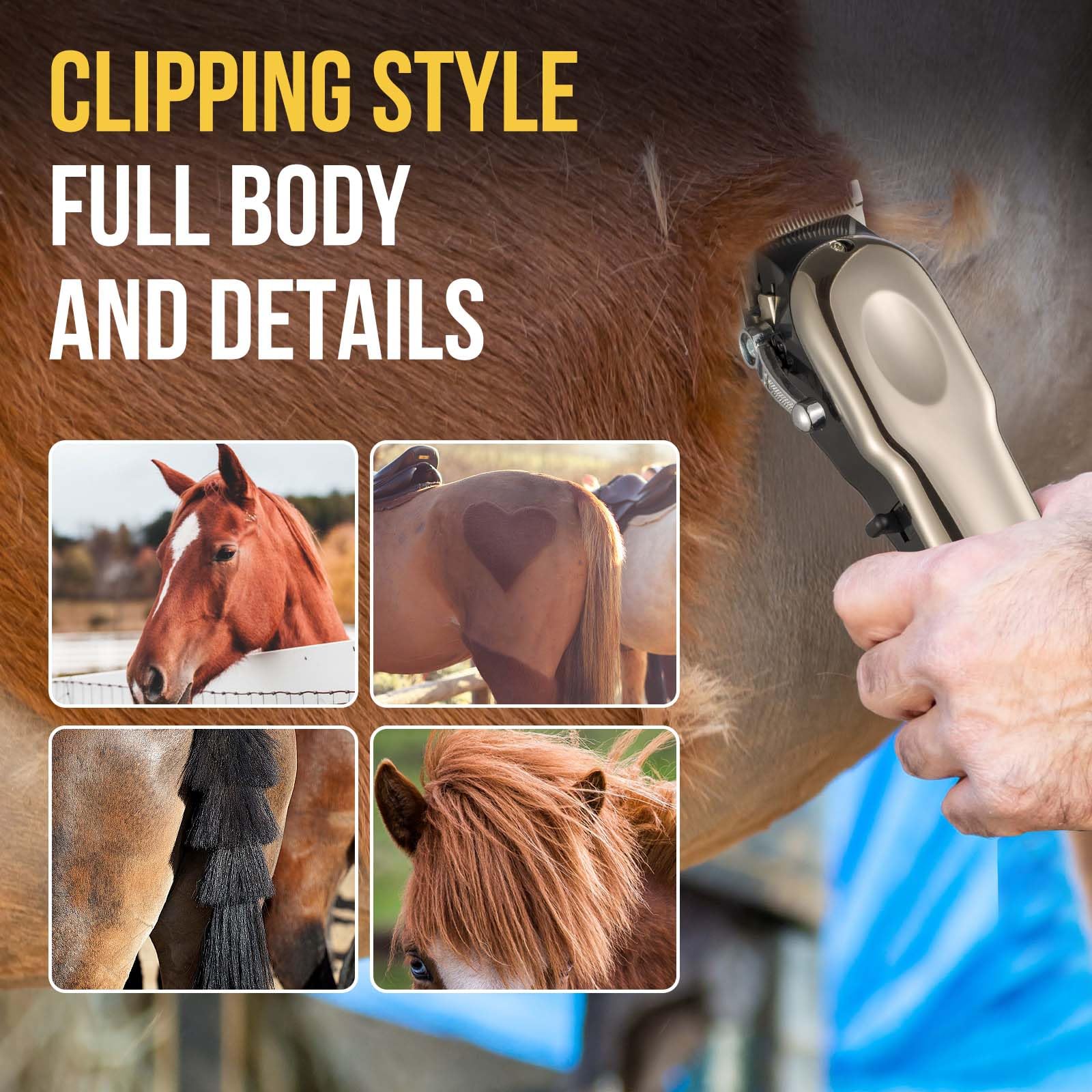 Ciphuoly versatile grooming clipper for horse, cats, and dogs grooming.
