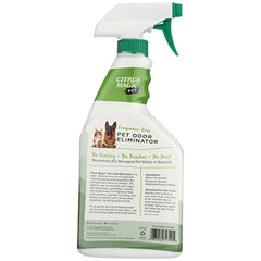 Citrus Magic Pet Odor Eliminator label close-up indicates fragrance-free formula
