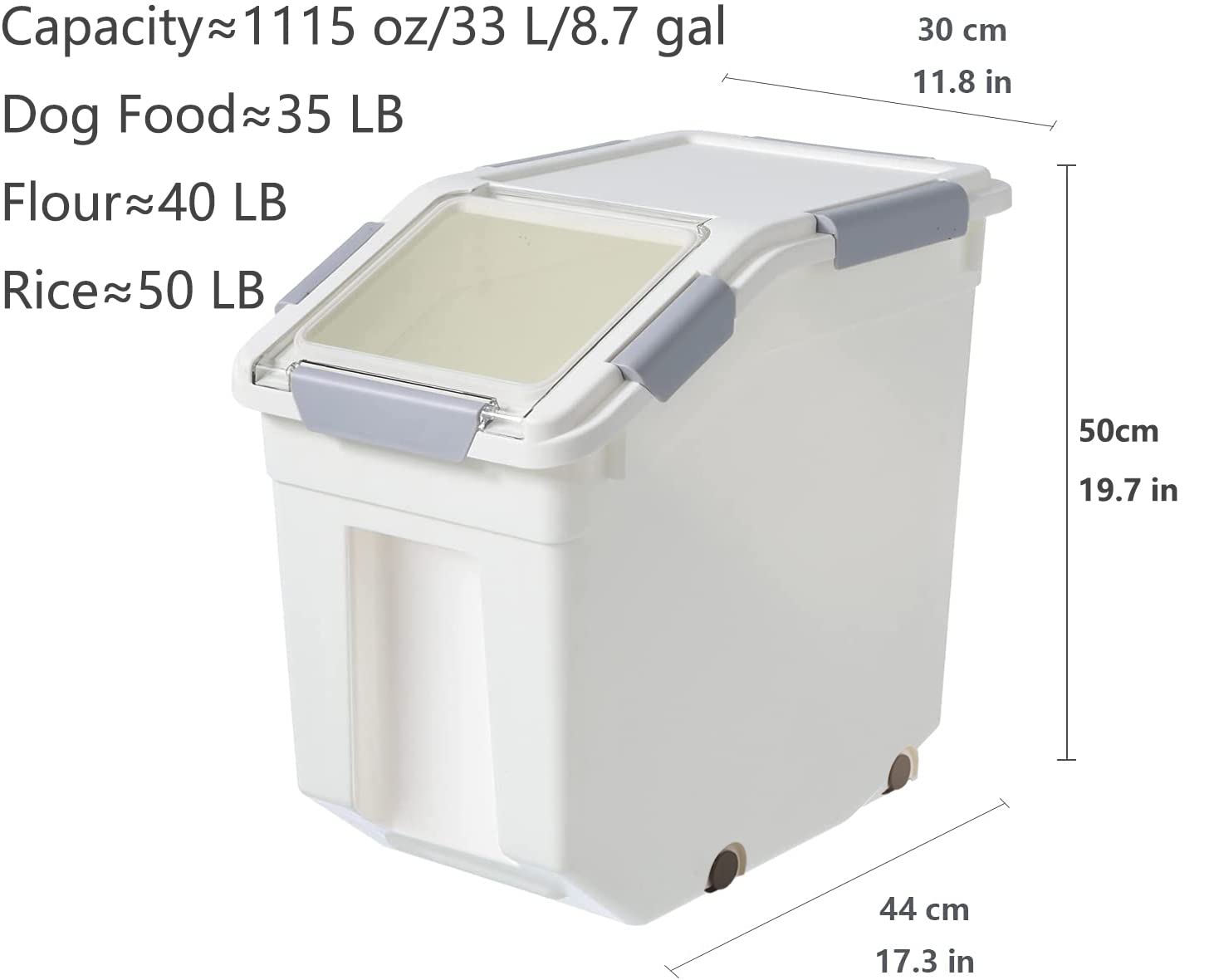CITY BABY two-pack pantry solution keeps flour, sugar, and pet food organized.