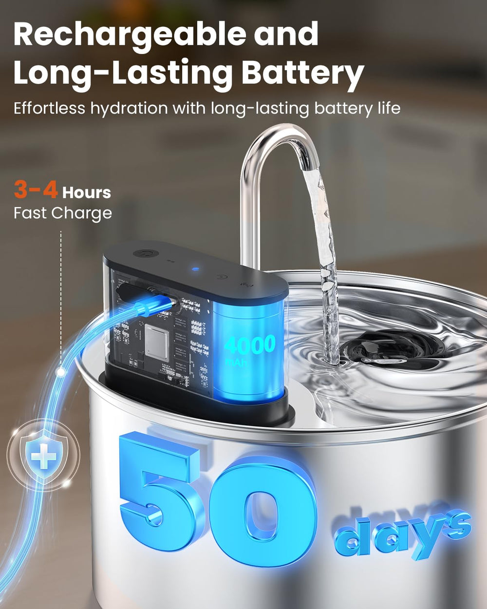 Cityflee battery 4000mAh shows long-lasting power for days between charges