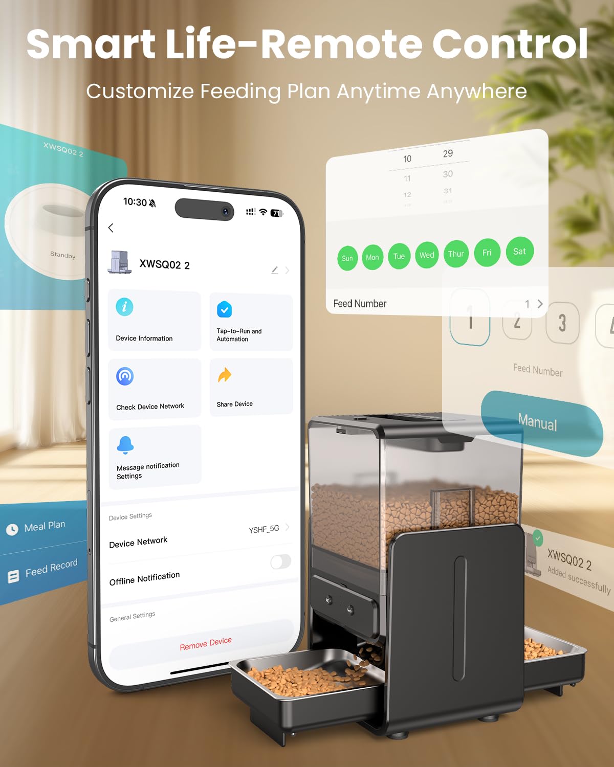 CityFlee 5L capacity showing large dry food storage for two cats