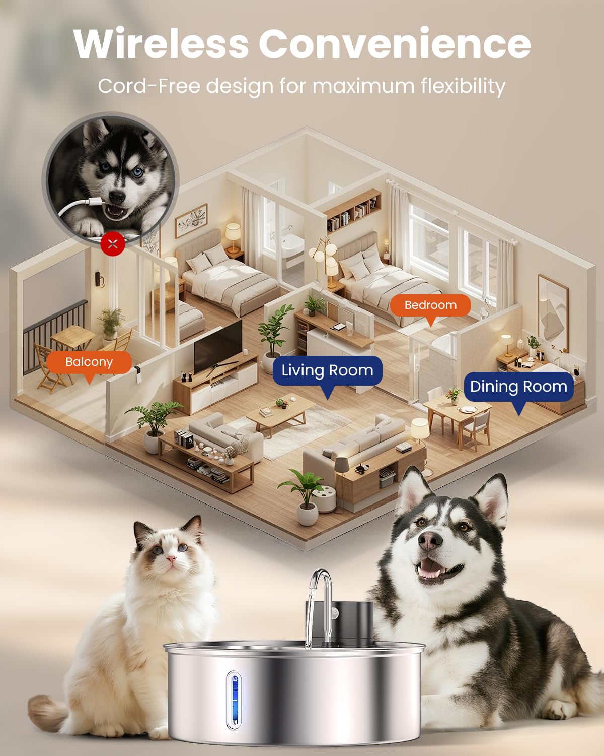 Cityflee wireless dog water fountain 12l capacity minimizes refills during busy days