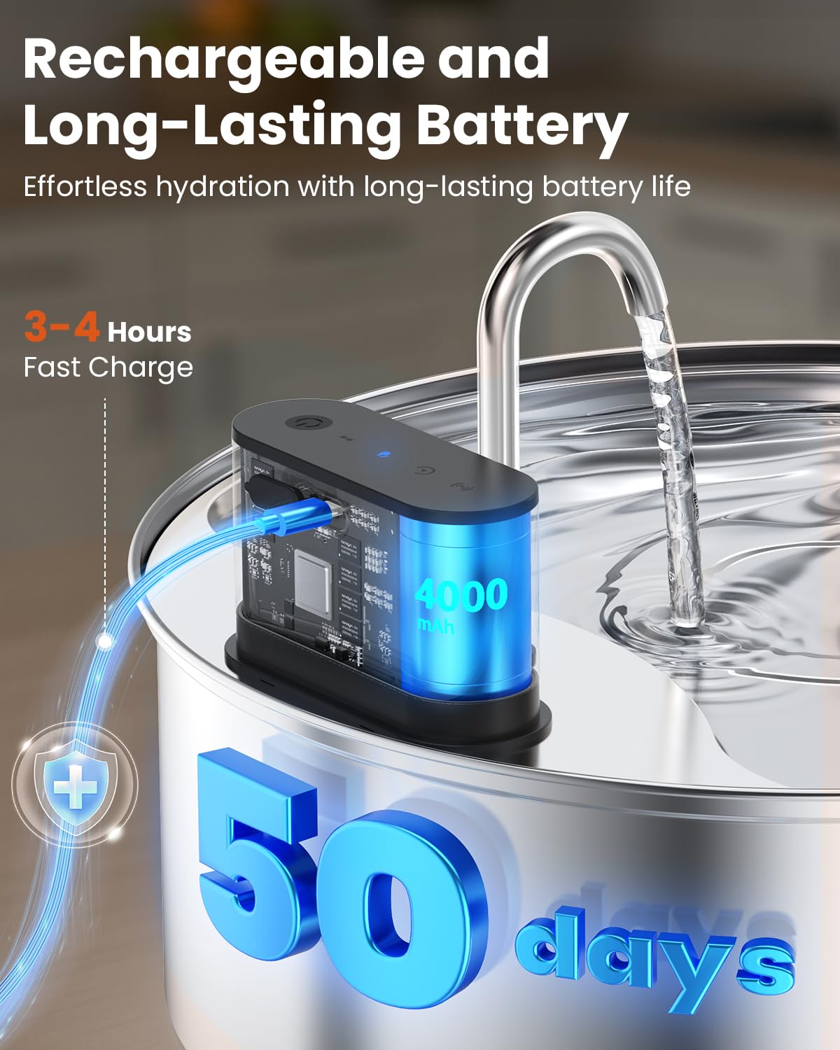Cityflee wireless dog water fountain 4000mAh battery enables extended use