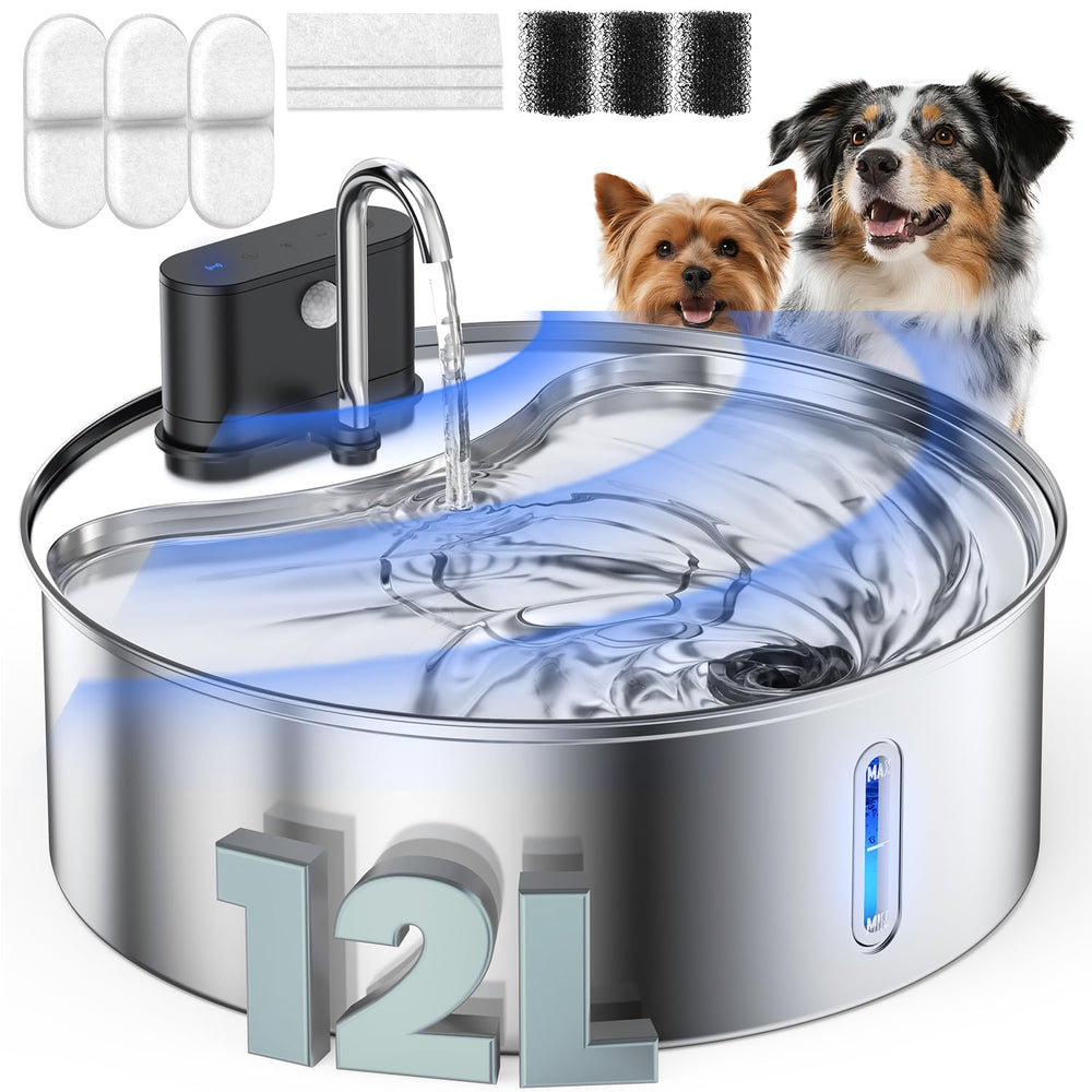 Cityflee wireless dog water fountain sensor activation showing automatic start when a pet approaches