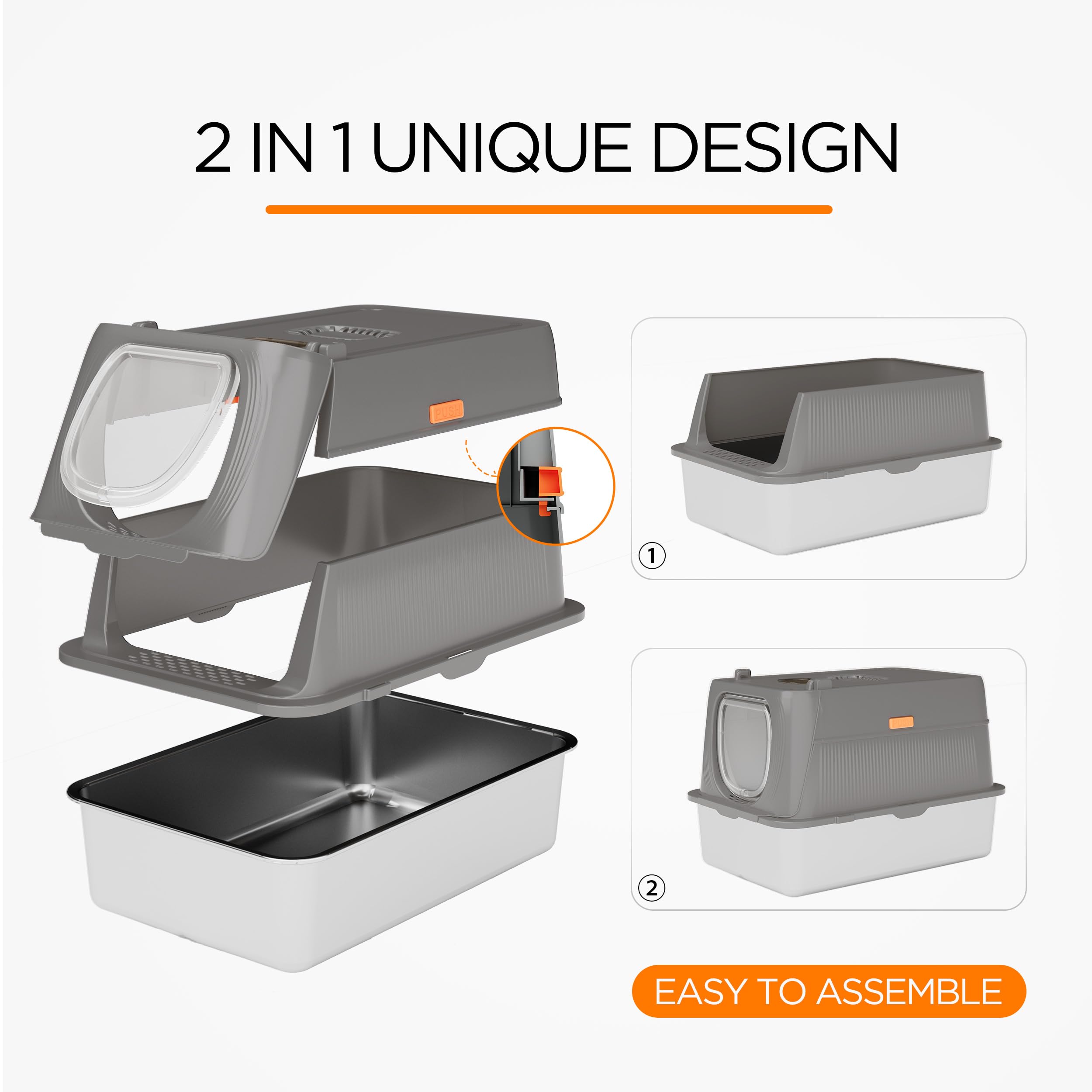 Citylife detachable three-part litter box adapts to cat personalities.