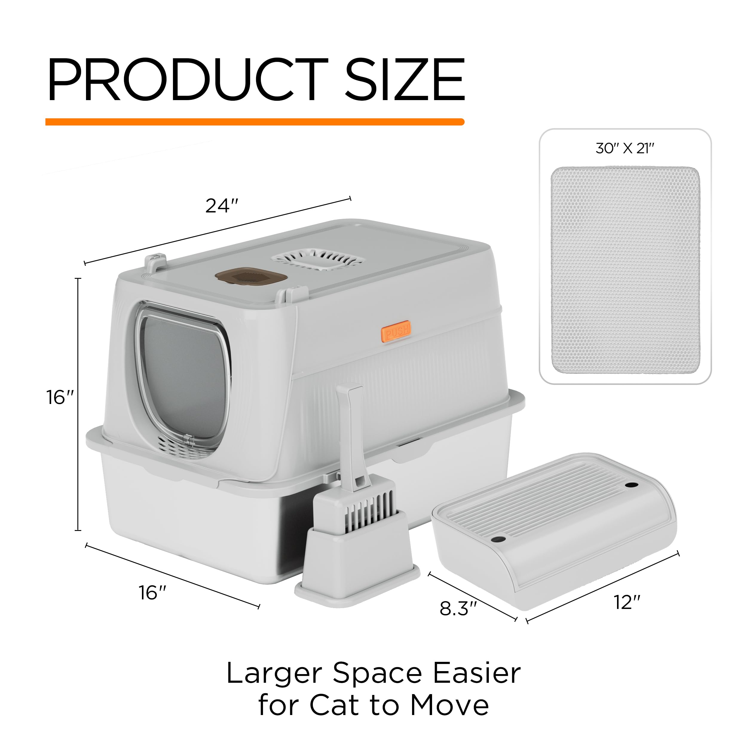 Citylife large-capacity 40-liter litter box reduces frequent refills.