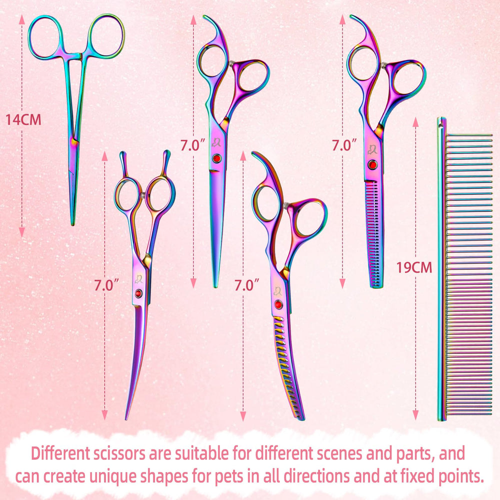 CityWish curved fishbone scissors rainbow finish for textured, natural coat lines.