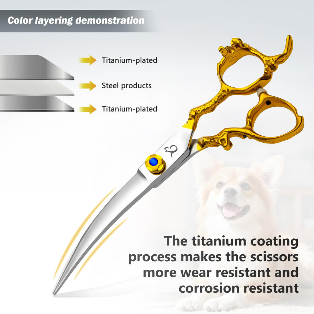 CityWish dog grooming scissors cleaning-cloth close-up shows included care accessory.