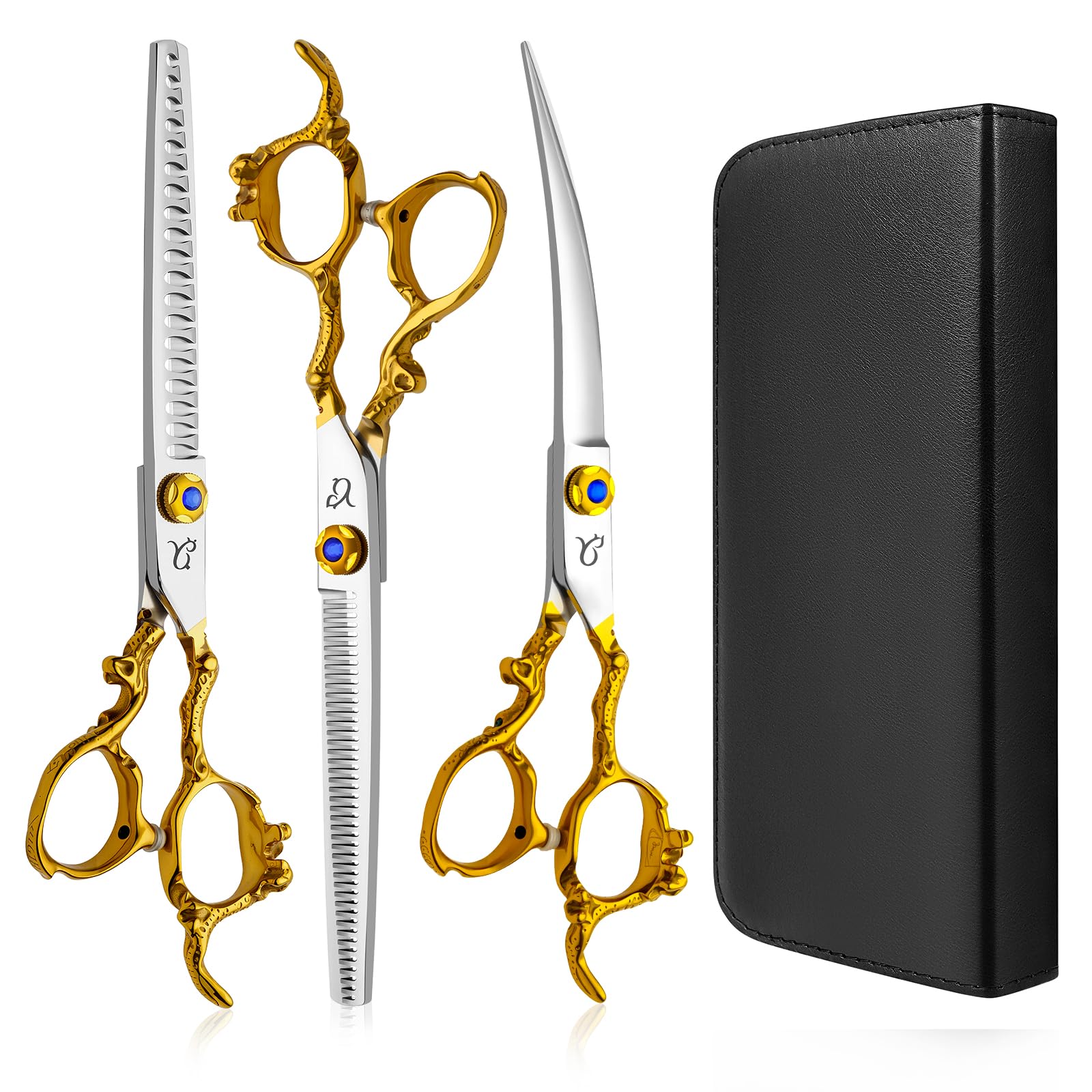 CityWish dog grooming scissors curved close-up shows precise curved tips for safe grooming.