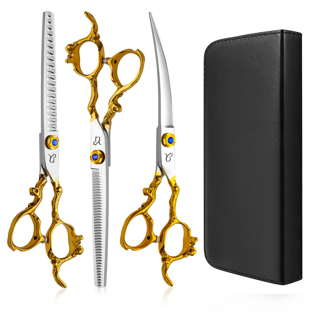 CityWish dog grooming scissors curved close-up shows precise curved tips for safe grooming.