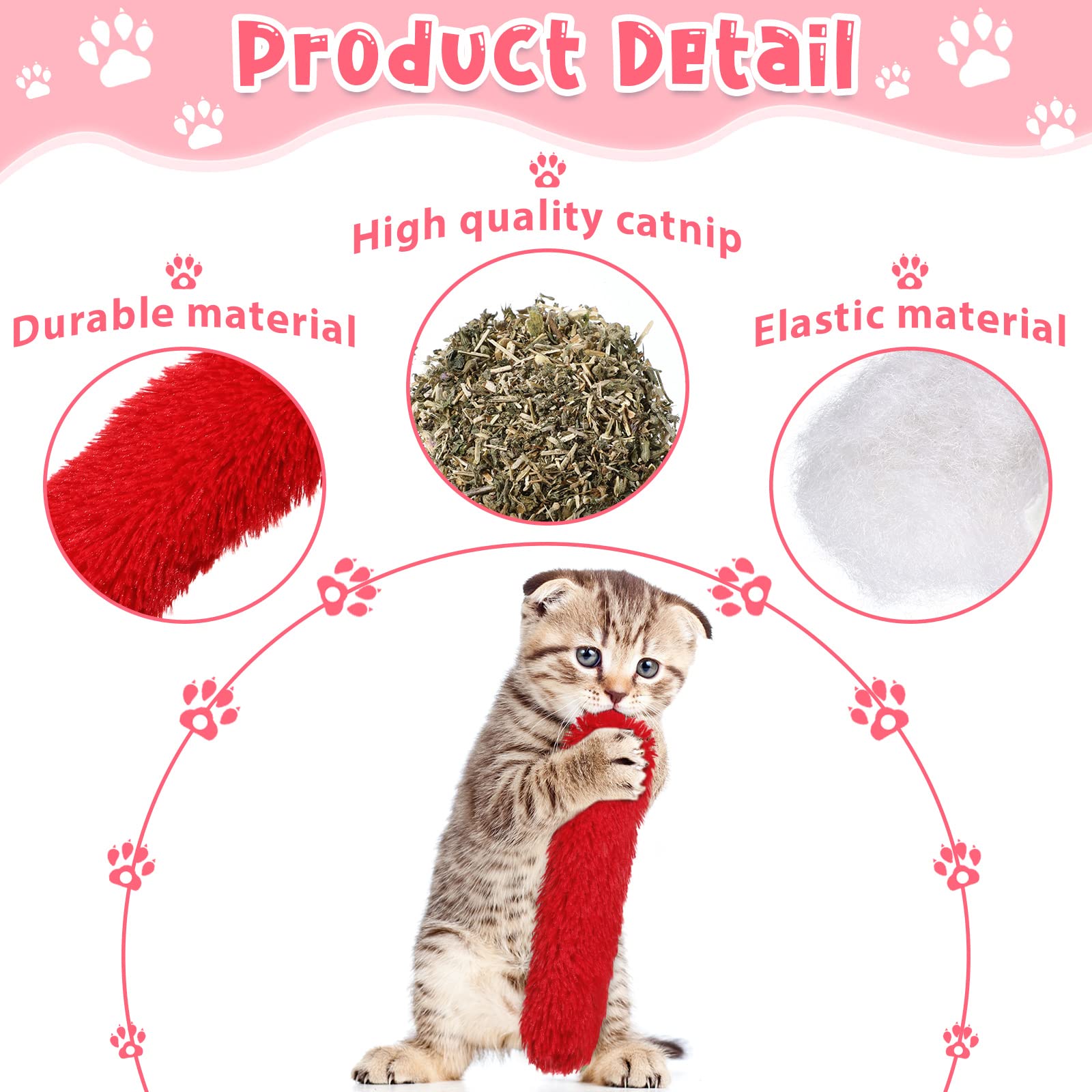 Civaner plush catnip toy with holiday colors encourages chewing and active hunting instincts.
