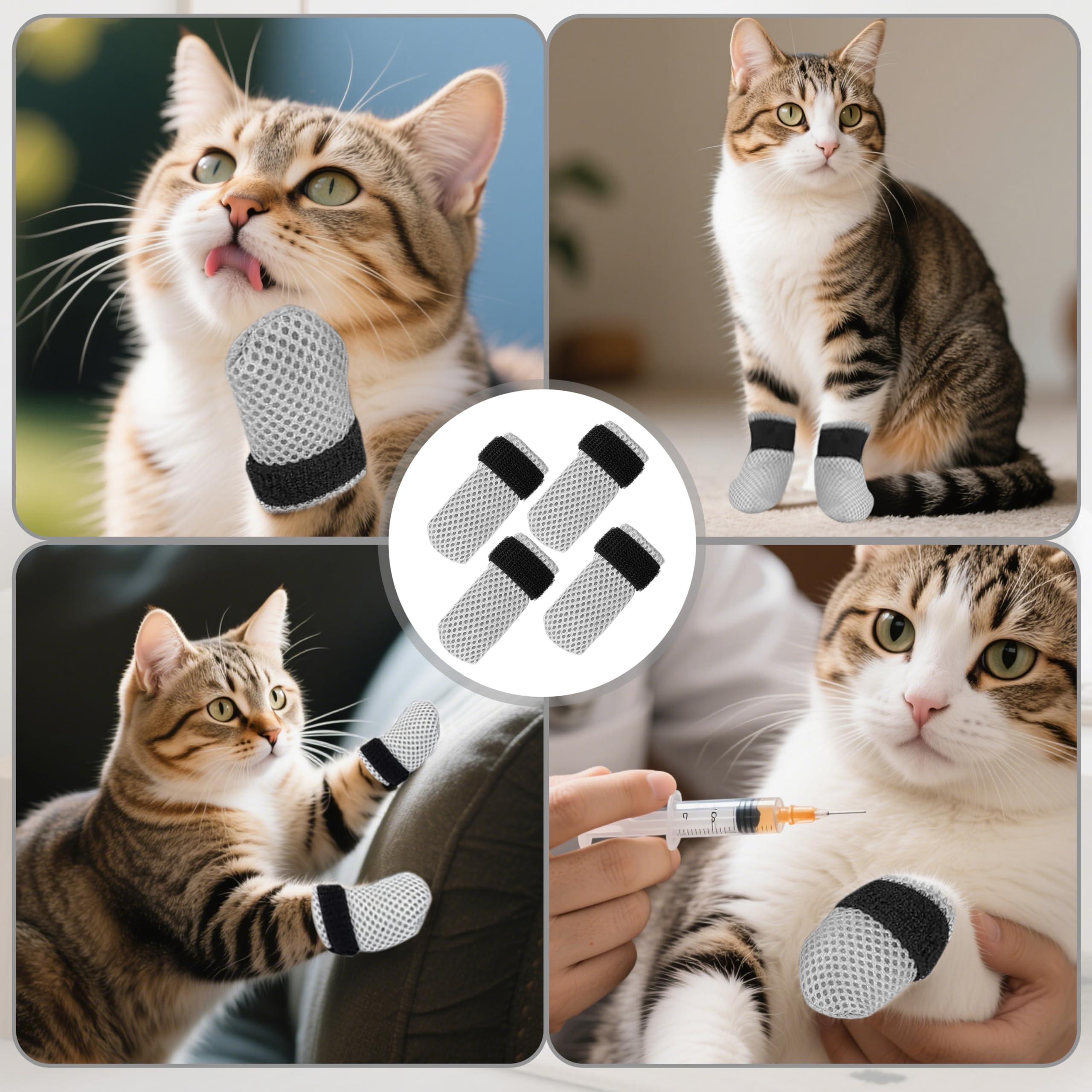 Civore cat booties in multi-scene use for nail trimming and baths