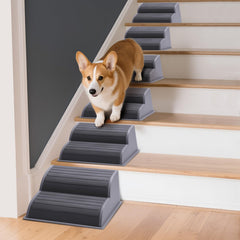 CiWiVOKi 2-Step modular dog ramp on stairs shows secure, flush setup.