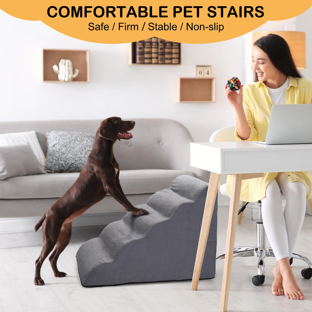 CiWiVOKi dog stairs for elderly pets enables safe climbs.