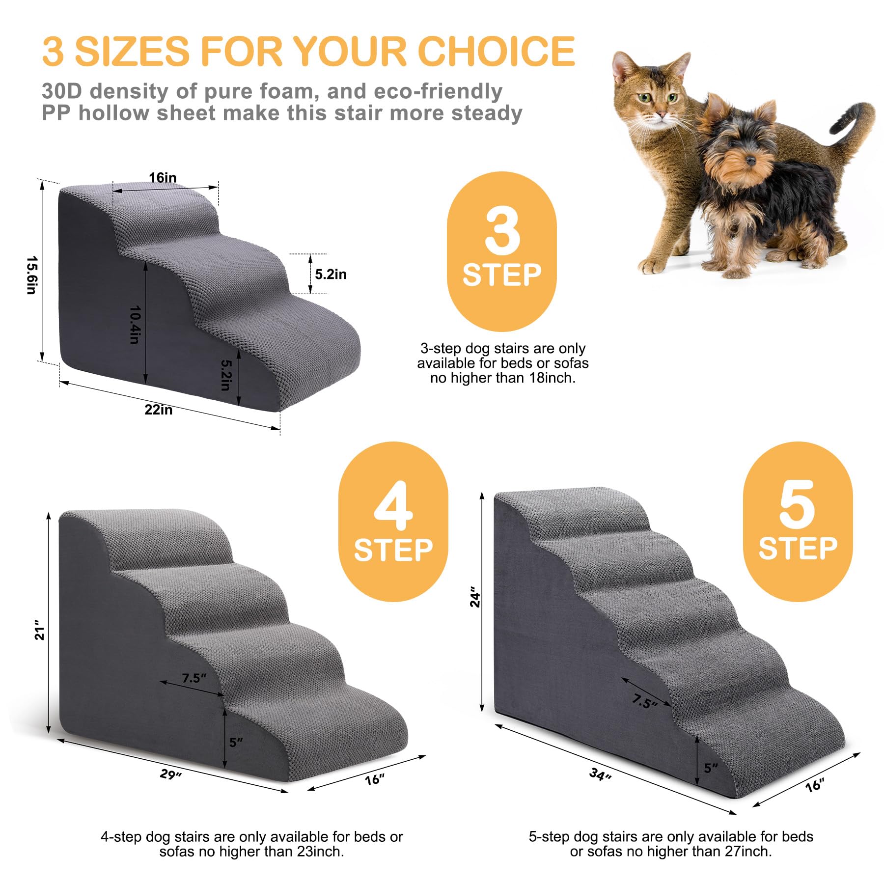 CiWiVOKi dog stairs removable cover washable for easy cleaning.