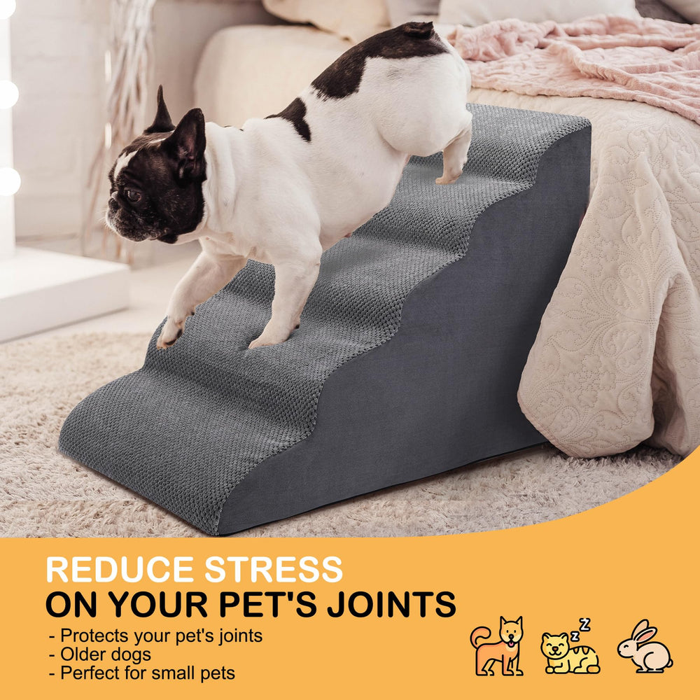 CiWiVOKi dog stairs size 34-16-24 fits high beds.