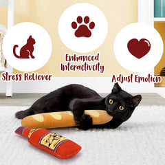 CiyvoLyeen catnip baguette size close view demonstrates large cuddle-friendly design
