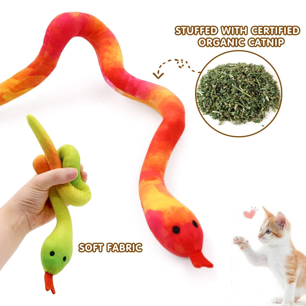 Ciyvolyeen catnip-filled snake toy closeup highlighting organic catnip for excited playful sessions.