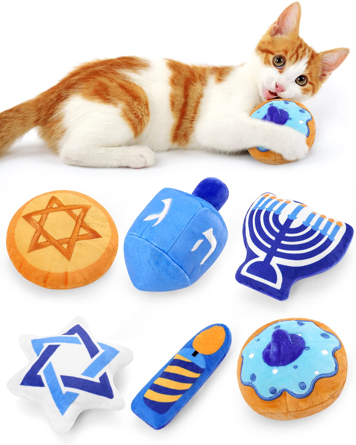 CiyvoLyeen Hanukkah menorah catnip toy close-up promotes playful excitement