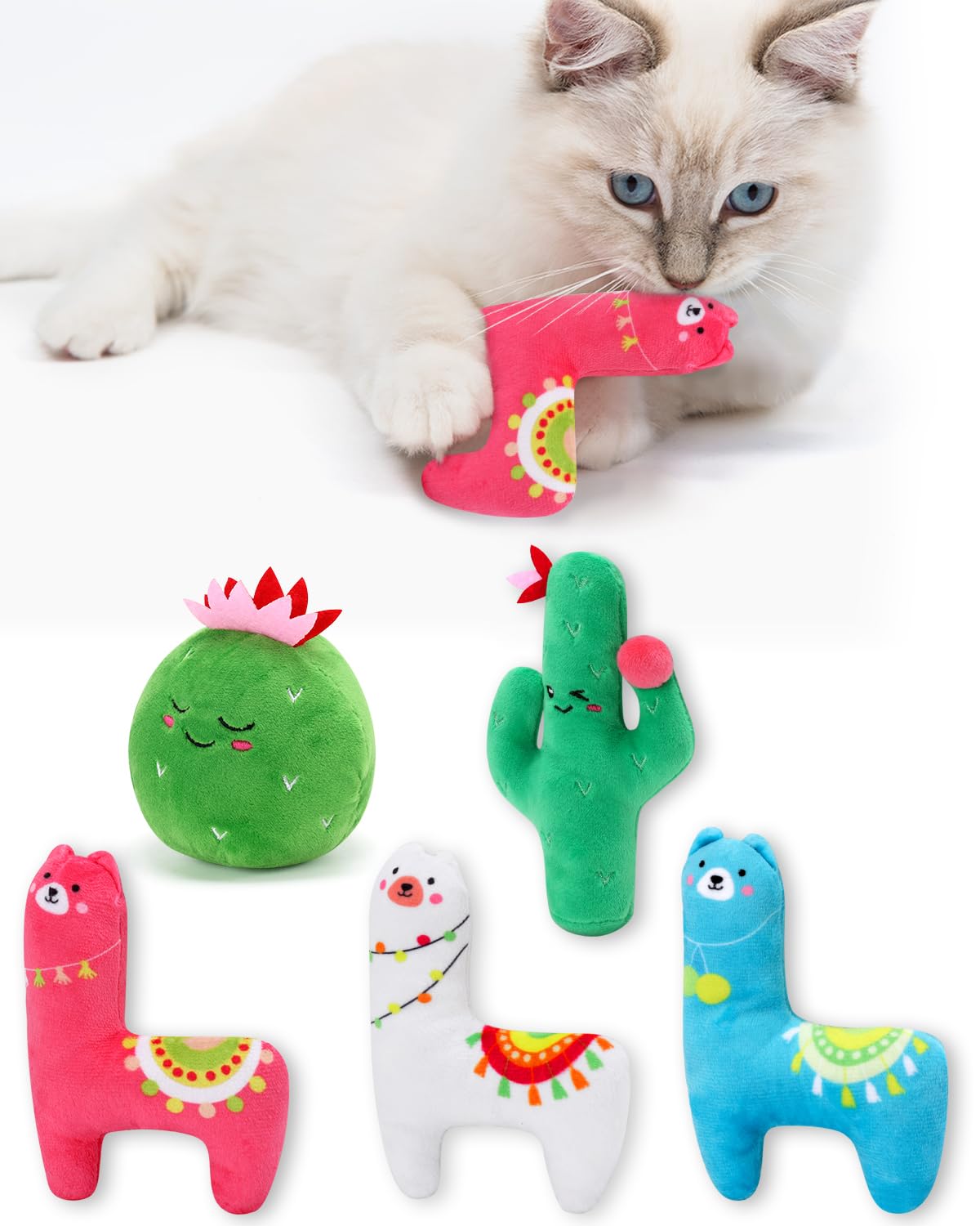 CiyvoLyeen llama catnip toy 5in in vibrant print for interactive play and scent attraction.