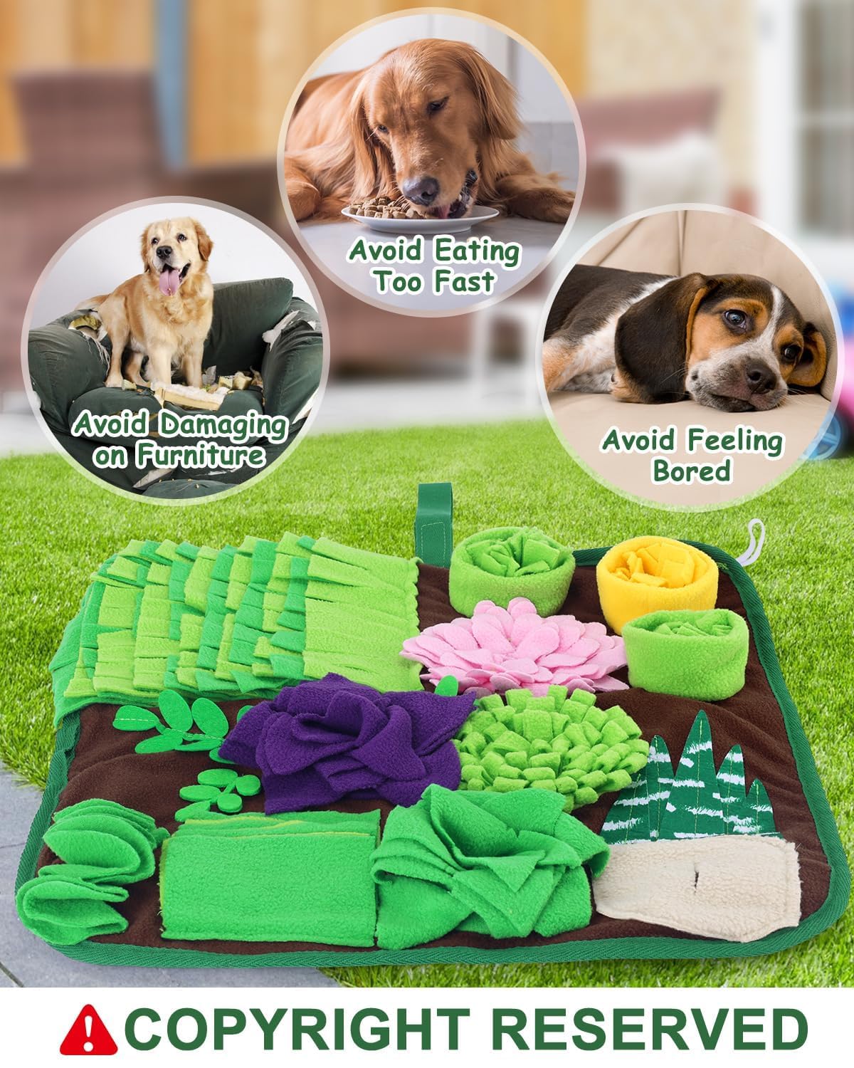 CiyvoLyeen snuffle mat succulent design closeup highlights soft fleece texture for comfort.