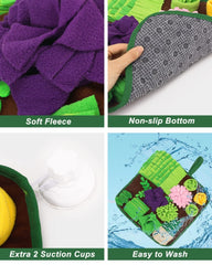 CiyvoLyeen snuffle mat with two suction cups keeps it secure during play.