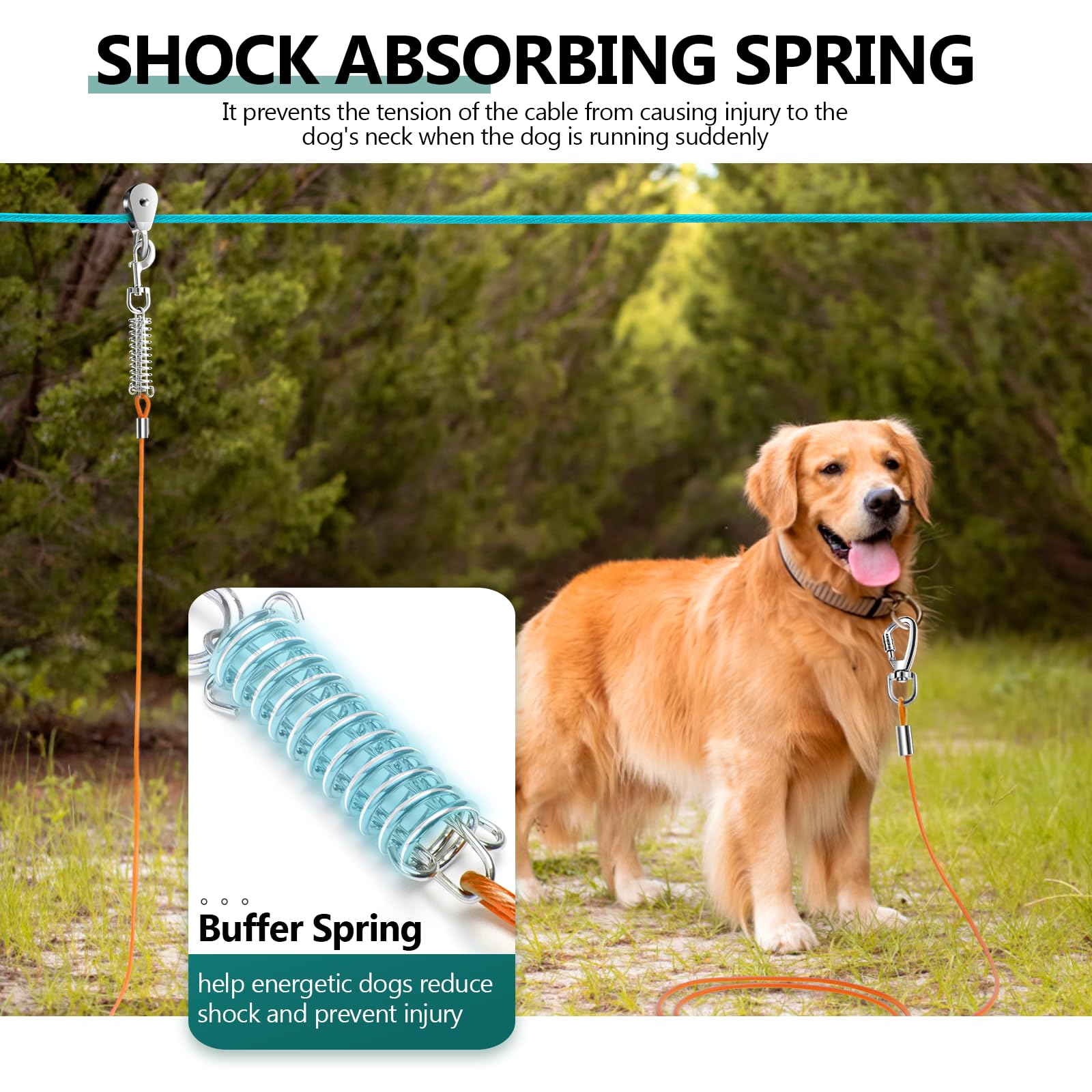 CJYMMFAN spring-loaded cable reduces pulling strain for a calmer outdoor experience.