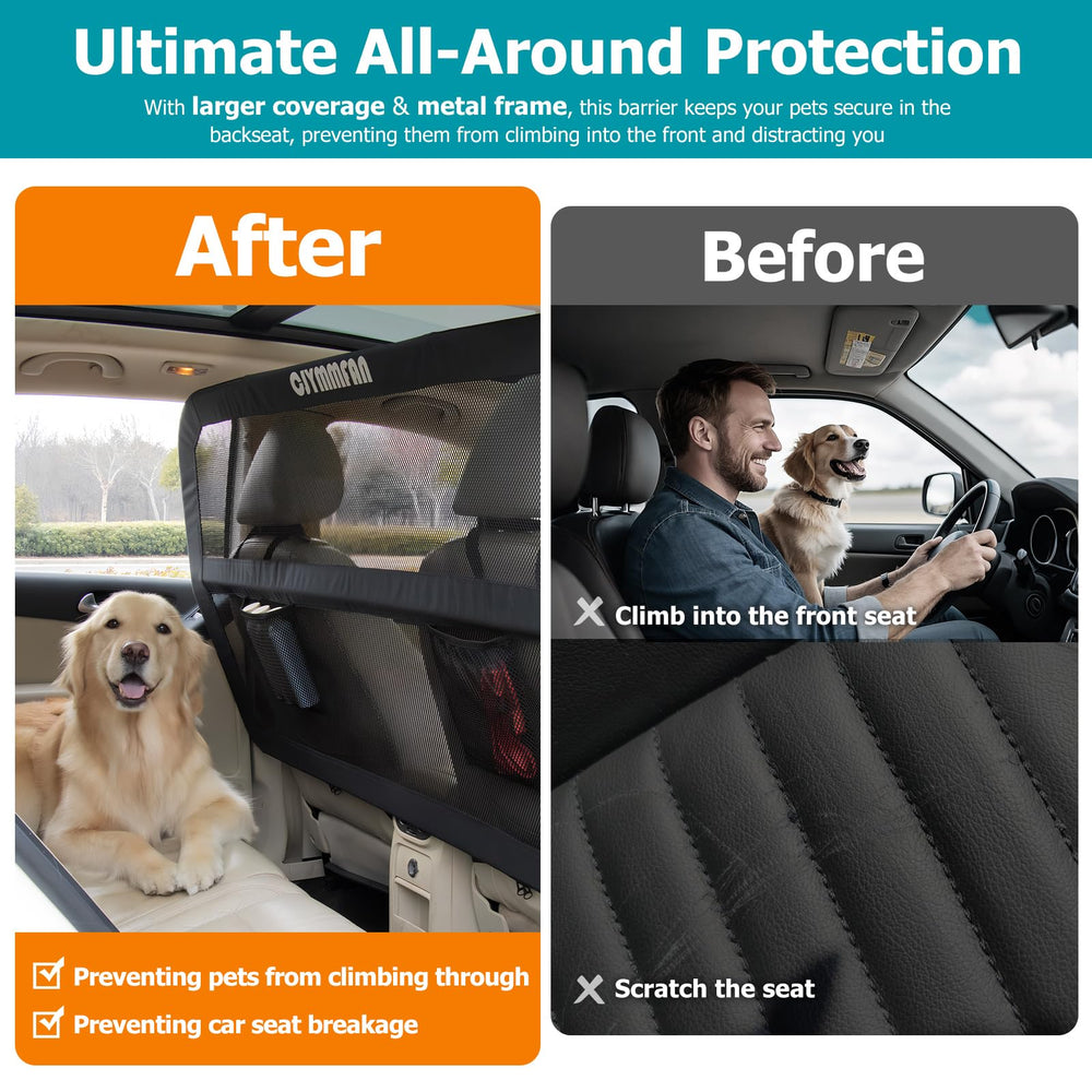 CJYMMFAN dog barrier 30-wide-coverage broadens protection across seating and cargo