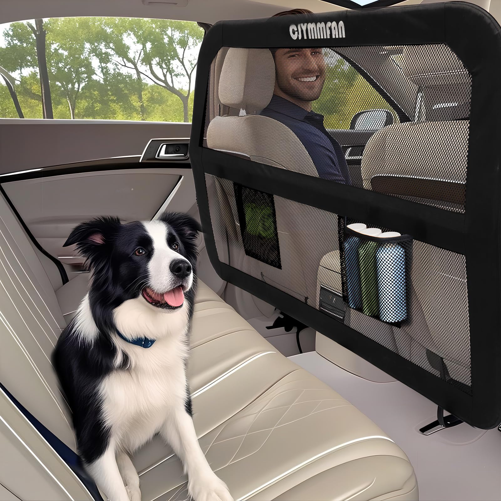 CJYMMFAN dog barrier backseat clear-visibility enables safe monitoring during drives