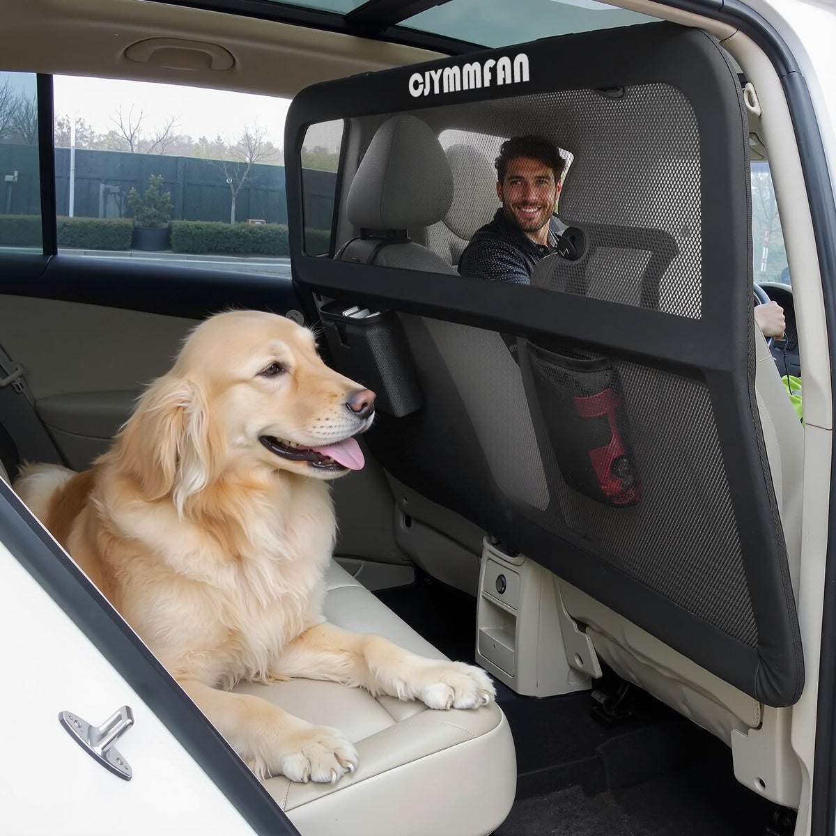 CJYMMFAN dog barrier backseat setup enables fast tool-free installation for safer car trips.