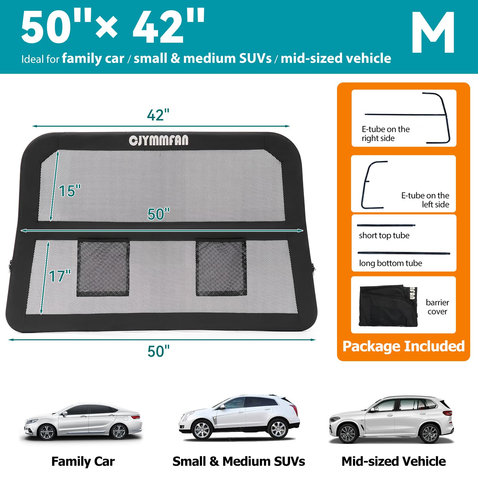 CJYMMFAN dog barrier cargo-roaming-protection keeps pets secure in the trunk area