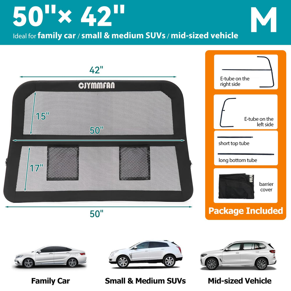 CJYMMFAN dog barrier cargo-roaming-protection keeps pets secure in the trunk area