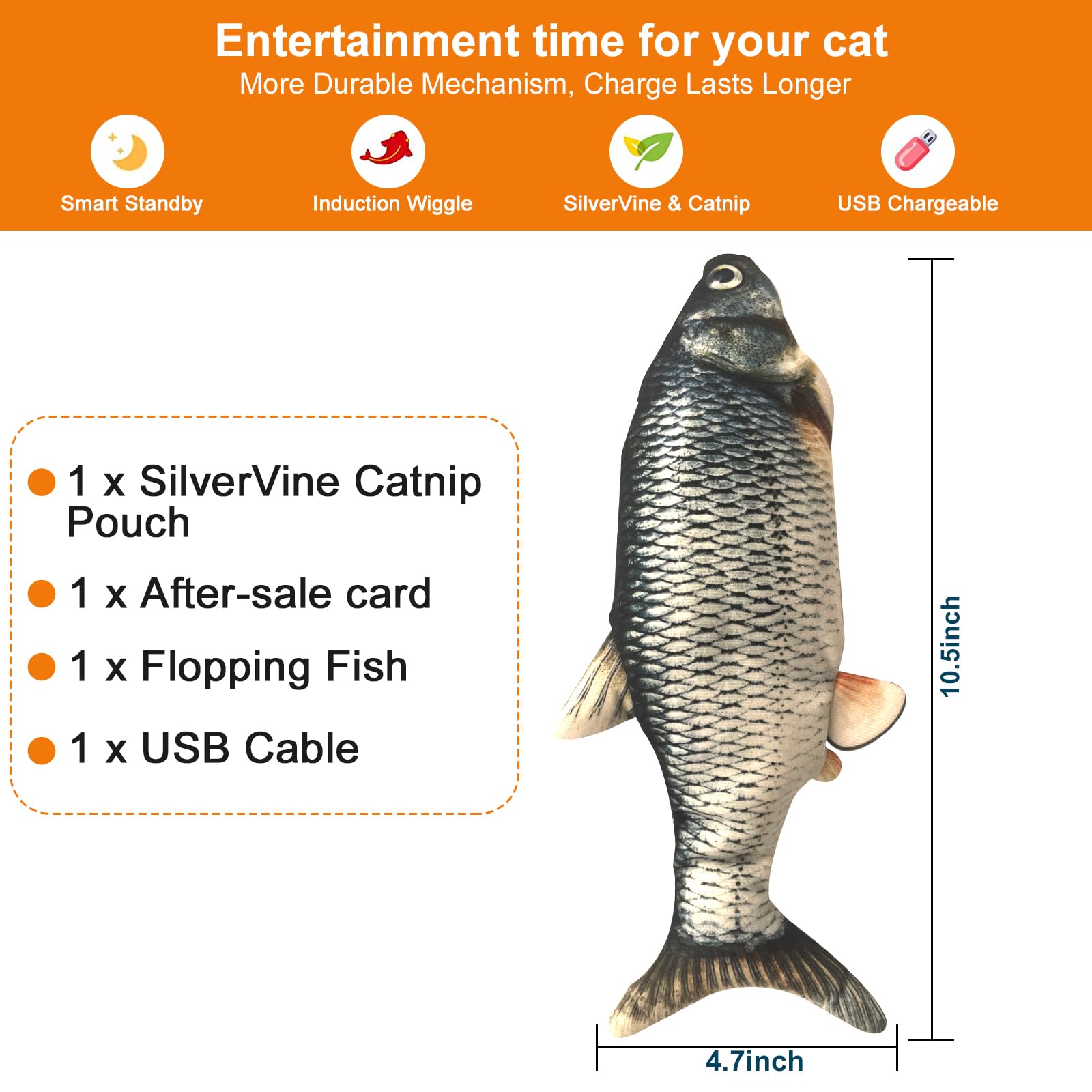 CKFPS Flopping Fish toy action sensor triggering movement for playtime