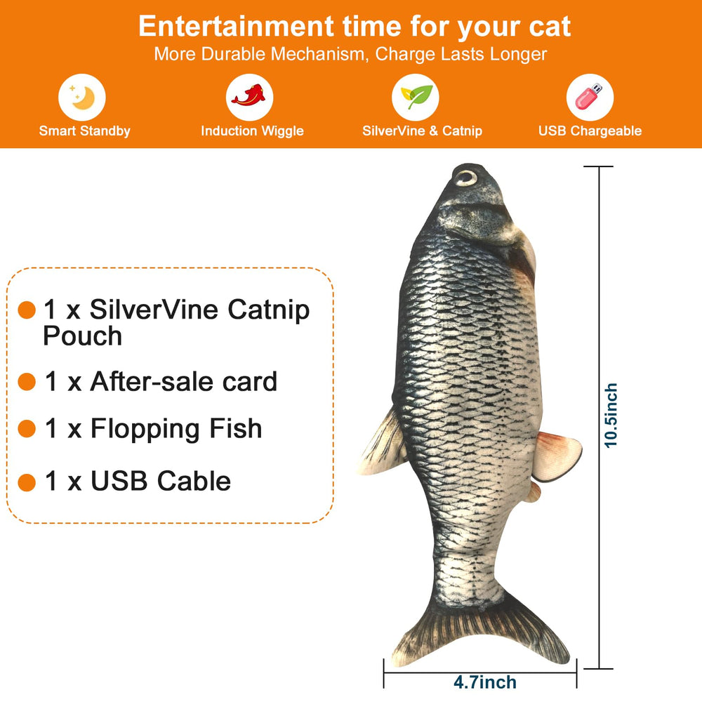 CKFPS Flopping Fish toy action sensor triggering movement for playtime