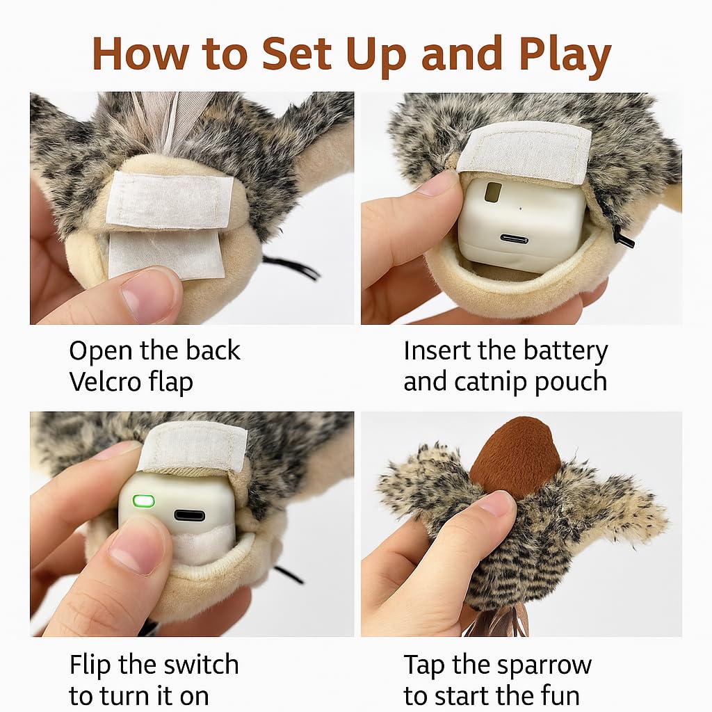 CKFPS Flying Bird Cat Toy uses soft plush materials safe for pets