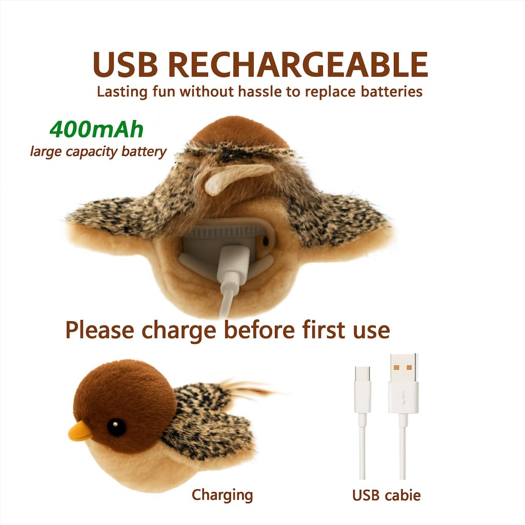 CKFPS Flying Bird Cat Toy USB rechargeable battery extends playtime
