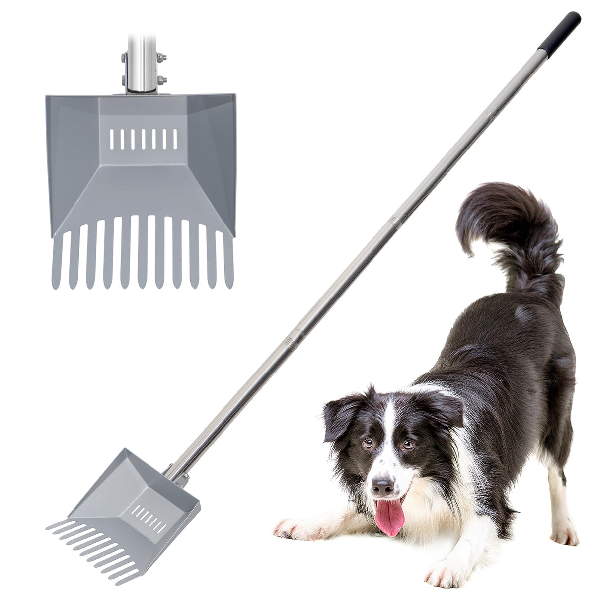 CKLT 66in angled-head pooper scooper for quick waste pickup on grass