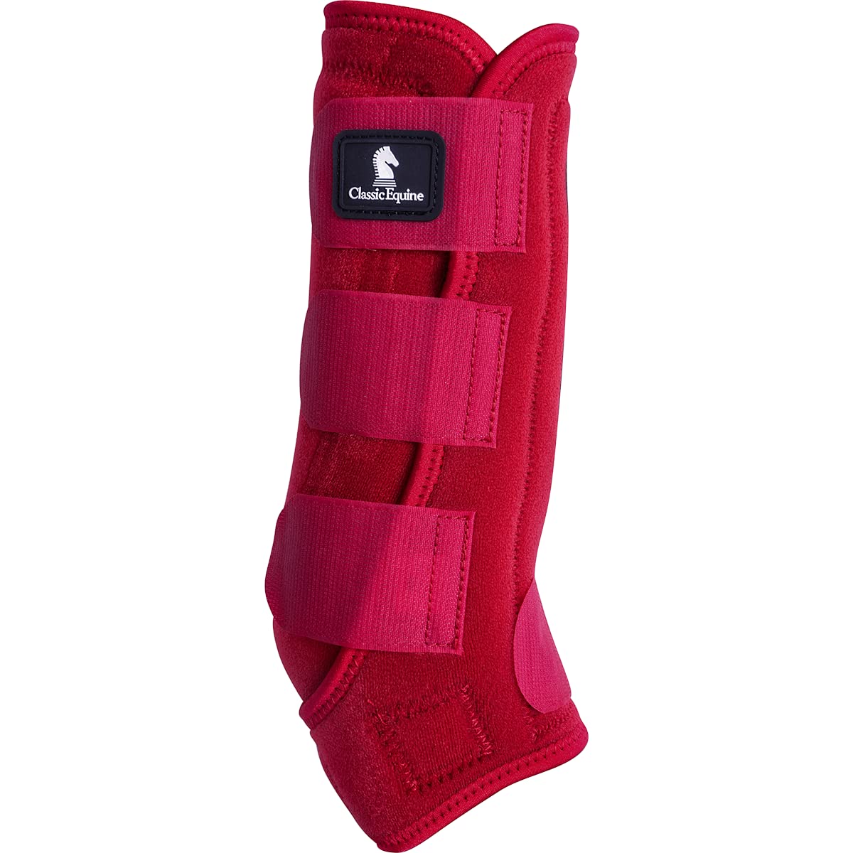 Classic Equine ClassicFit Rear Boot Crimson side view highlighting lightweight flexibility for natural movement.