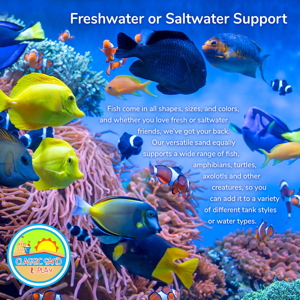 Classic Sand & Play red sand bed in tank supports clean water.
