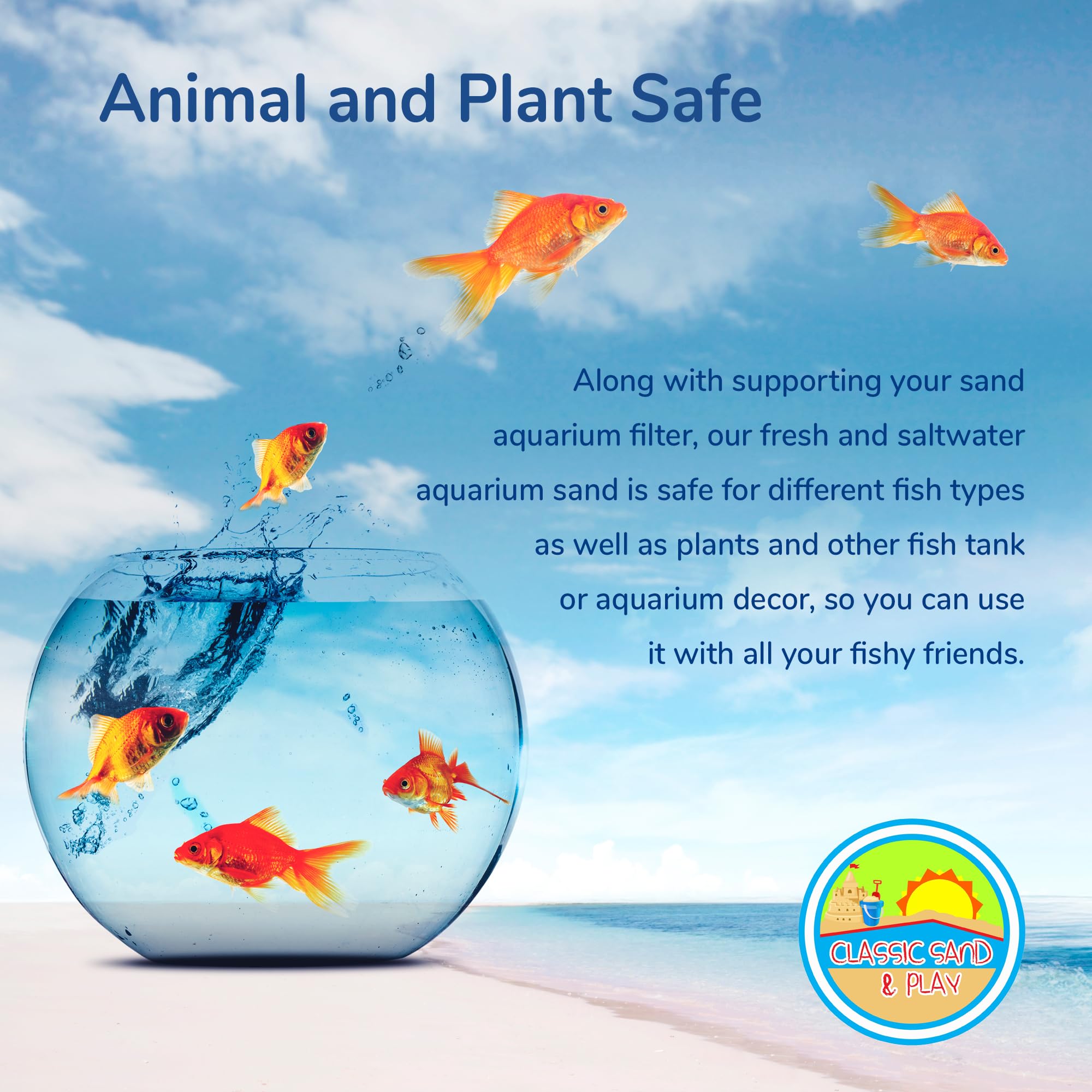 Classic Sand & Play sand in filter-ready setup for compatible filtration systems.