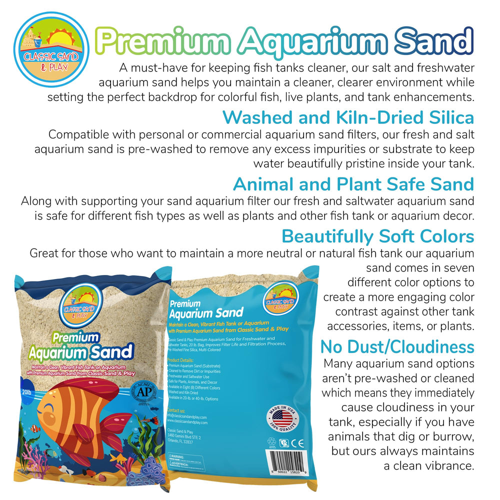Classic Sand & Play washed kiln dried sand bag for pristine tank setup and easier maintenance.