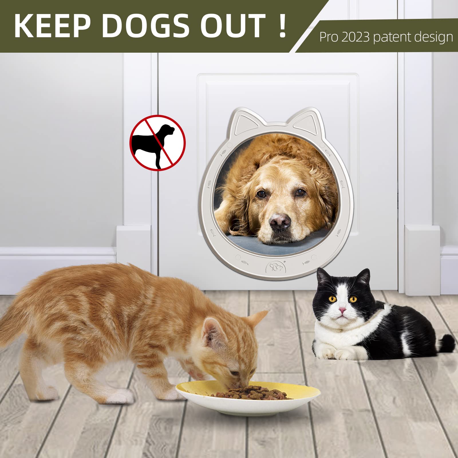 Classicmacher cat door installation process shows simple fit with no training required.