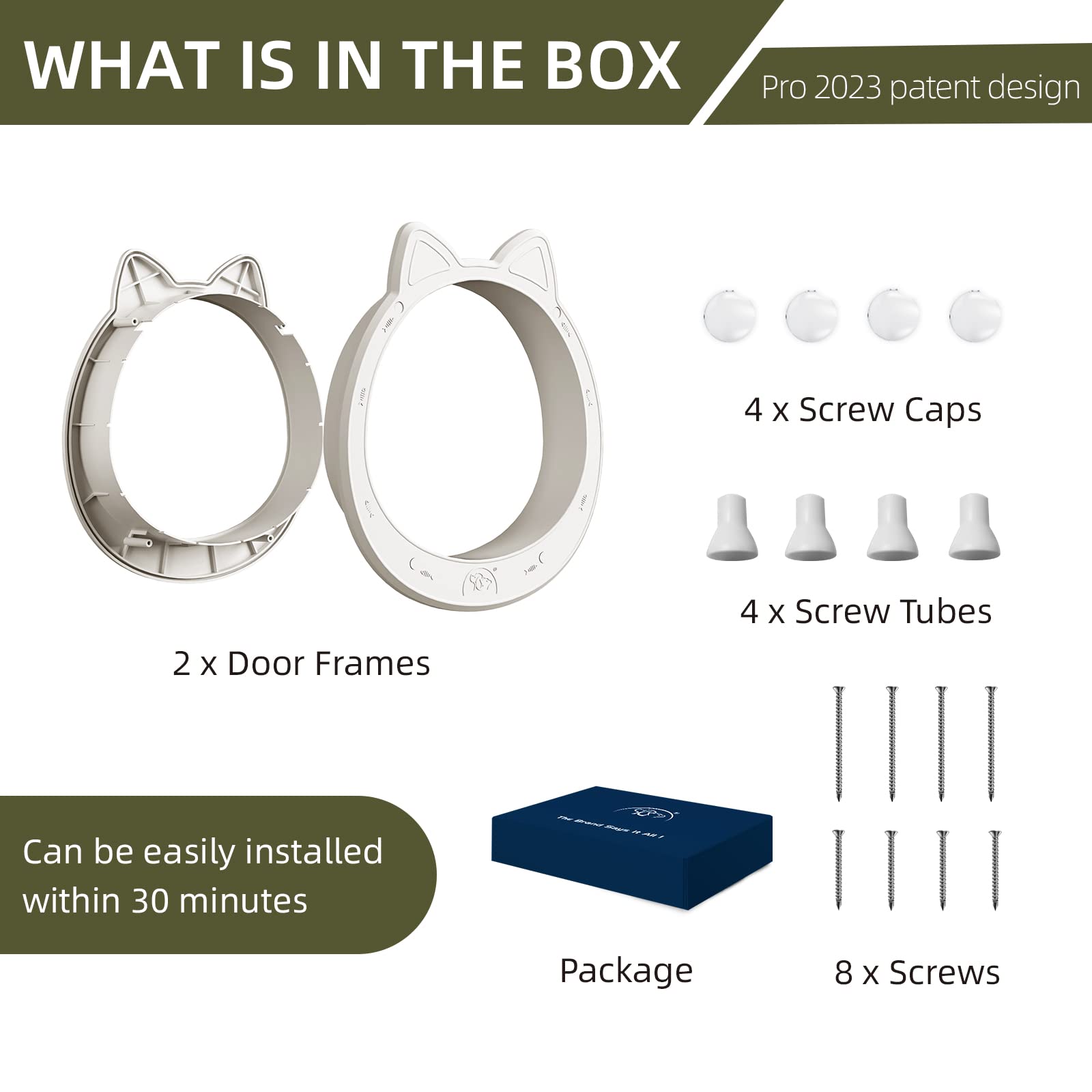 Classicmacher cat door suited for doors, cabinets, laundry spaces.