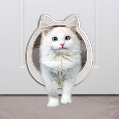 Classicmacher large cat door white front view enables easy indoor access for cats.