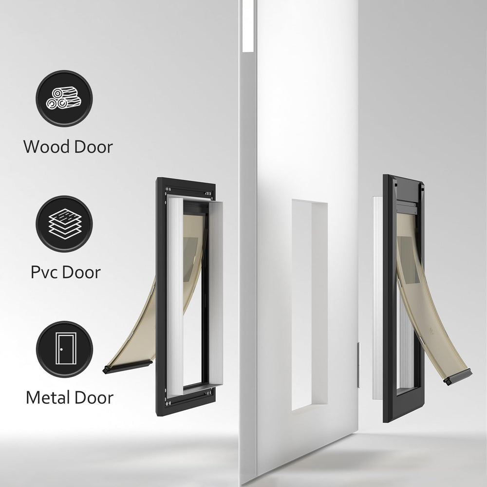 Classicmacher two-sliding-lock-panel demonstrates secure entry and exit control for pets.