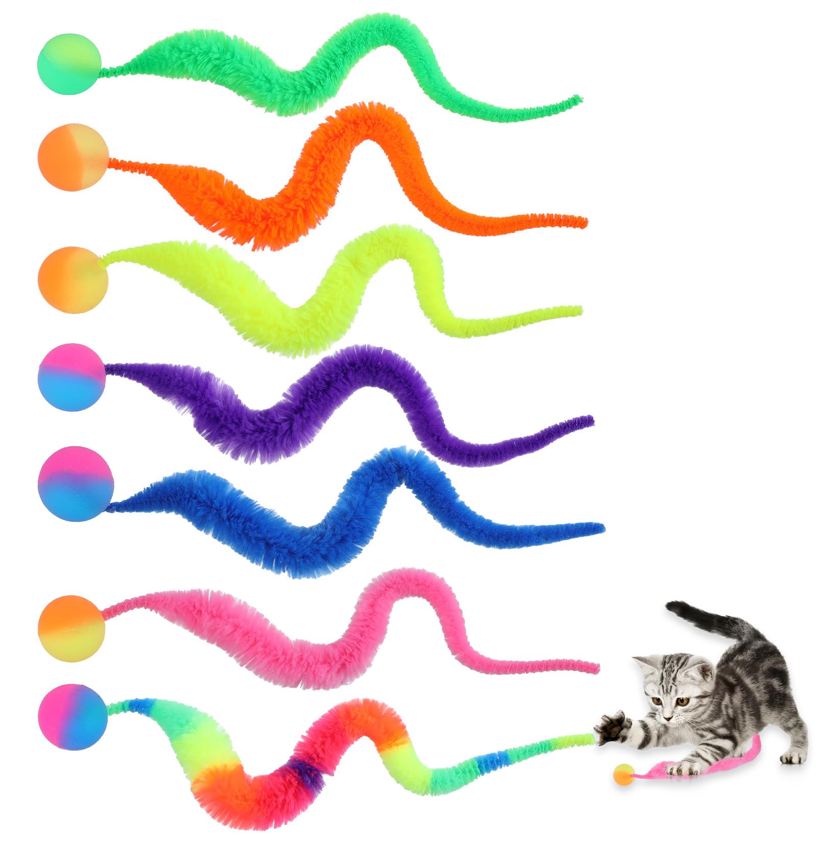 Classicseali 7pcs bouncy balls with colorful worm ball for interactive play.