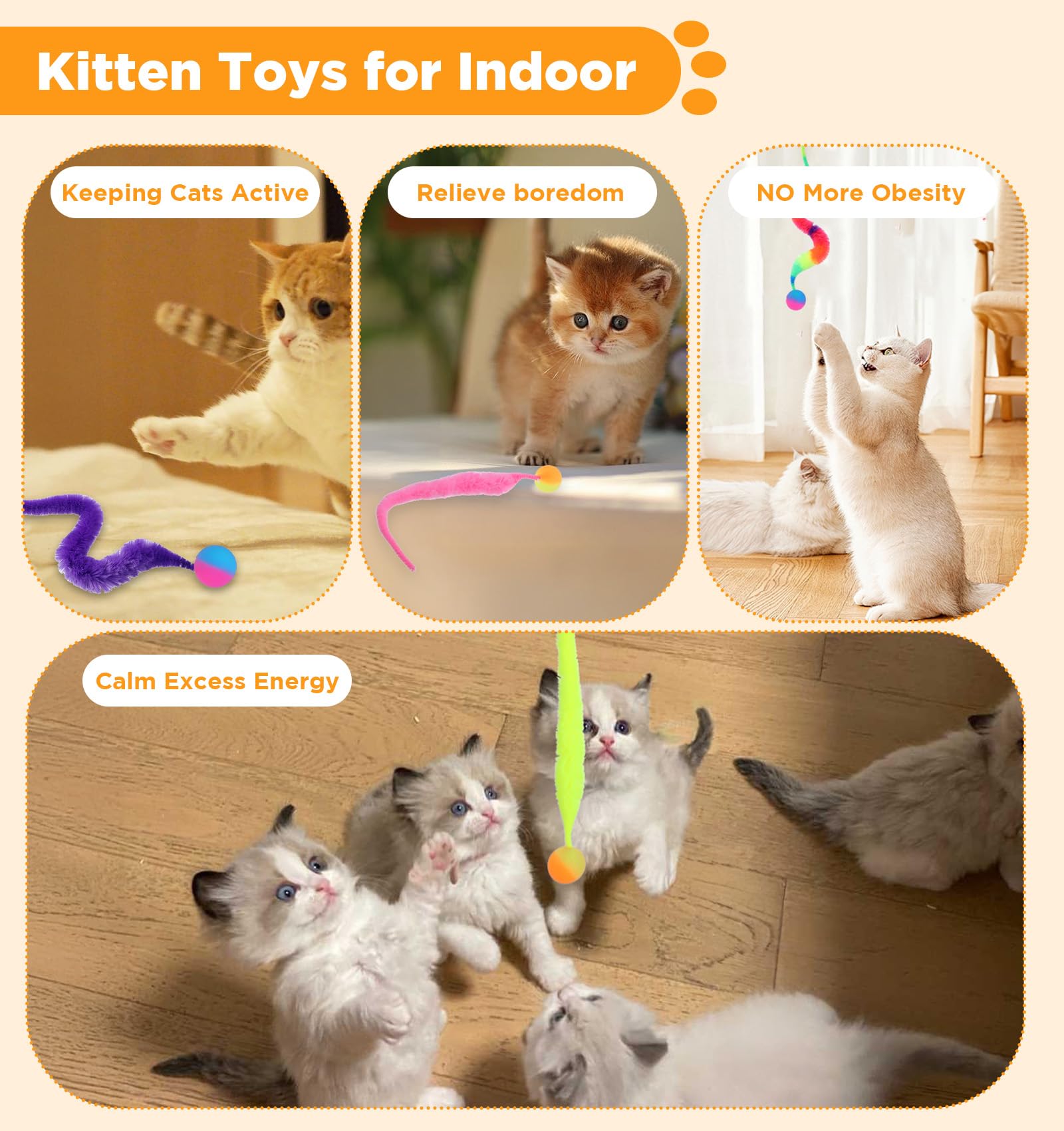 Classicseali multi-color cat toy set promotes activity and engagement.