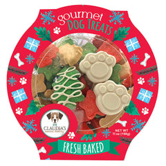 Claudia's Canine Bakery Santa Paws paw-print cookie image showing festive treats dogs will enjoy