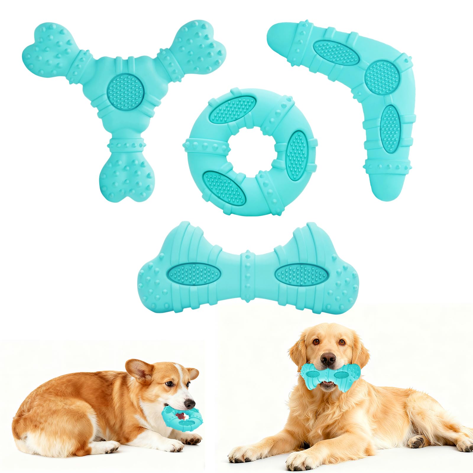 ClawClawHome dog chew toys 4-pack blue for aggressive chewers.