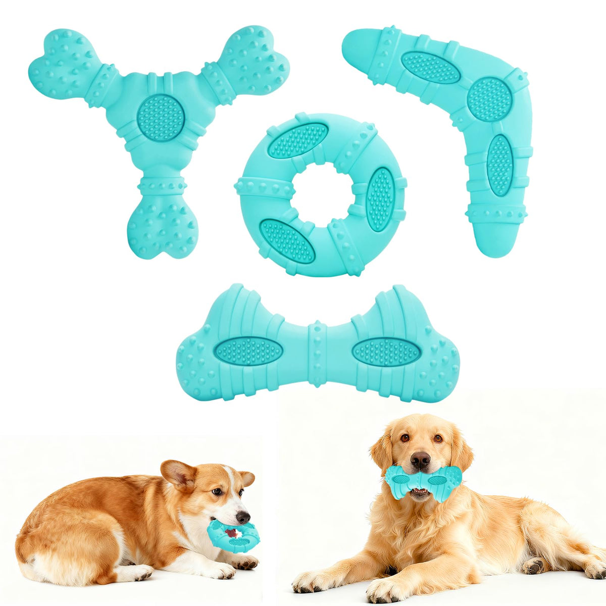 ClawClawHome dog chew toys 4-pack blue for aggressive chewers.